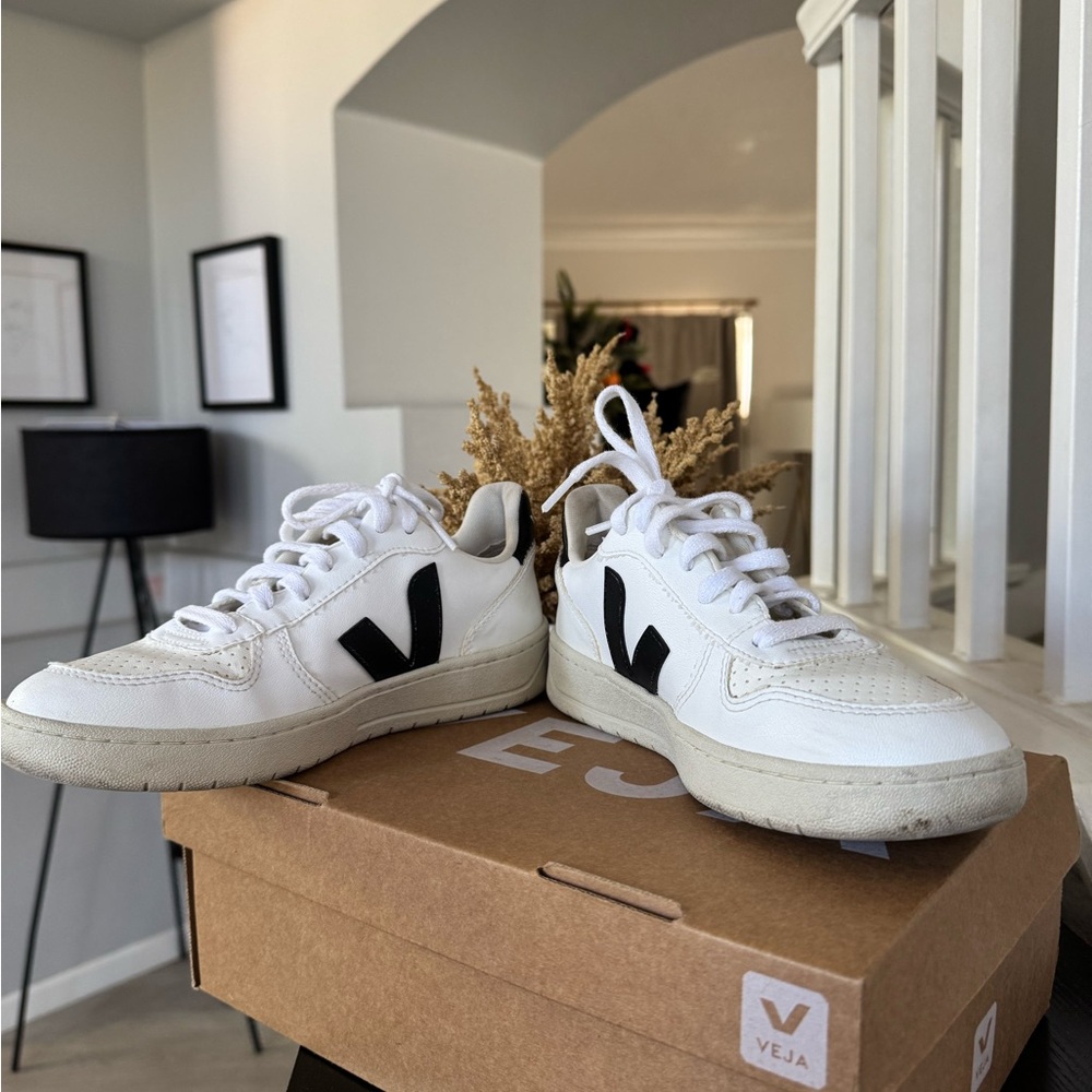 Veja Cream and Black Casual Sneakers